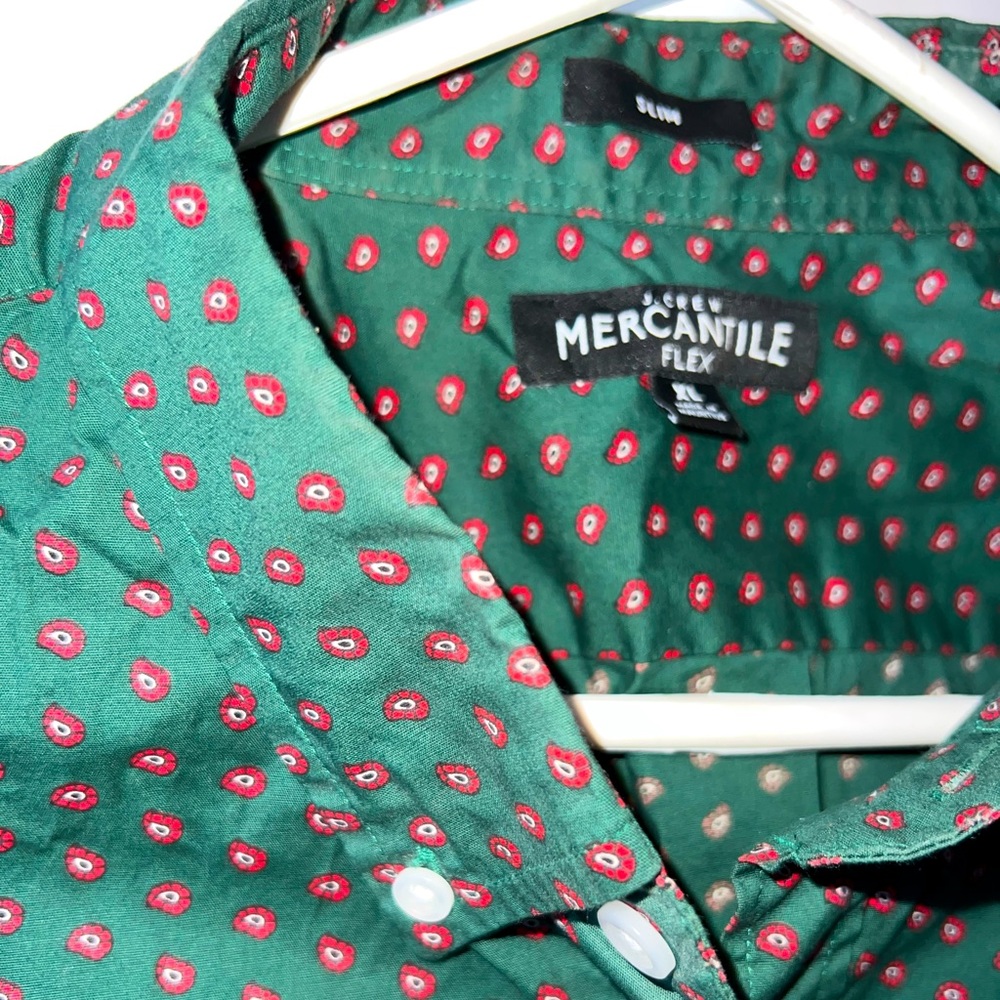 Green Button down, Long sleeve, and flex fit.